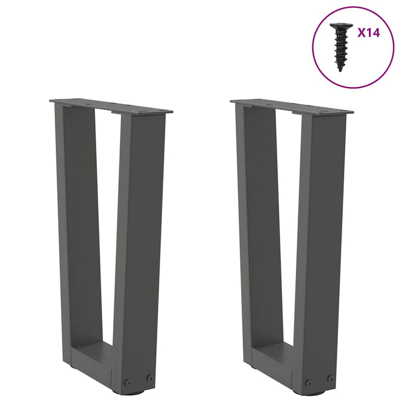 Picioare pentru măsuță de cafea în formă de V, 2 buc., antracit, 28x(42-43,3) cm, oțel