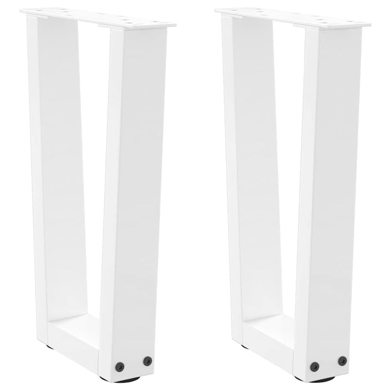 Picioare pentru măsuță de cafea în formă de V, 2 buc., alb, 38x(42-43,3) cm, oțel