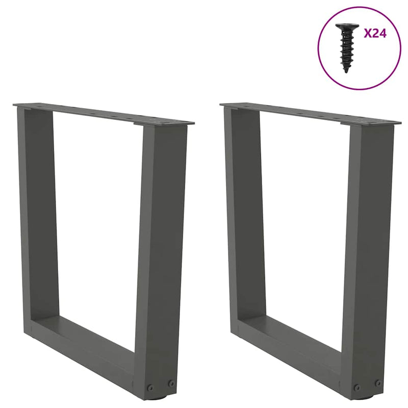 Picioare pentru măsuță de cafea în formă de V, 2 buc., antracit, 50x(42-43,3) cm, oțel