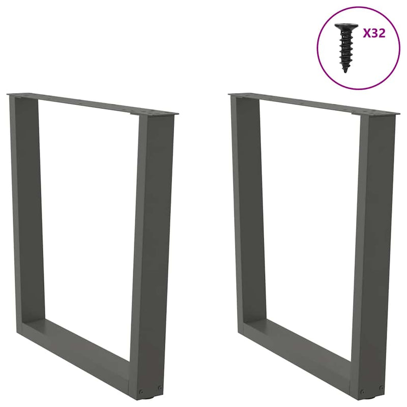 Picioare de masă în formă de V, 2 buc., antracit, 90x(72-73,3) cm, oțel