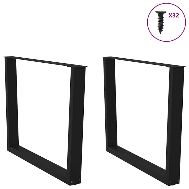 Picioare de masă în formă de V, 2 buc., negru, 100 x (72-73,3) cm, oțel