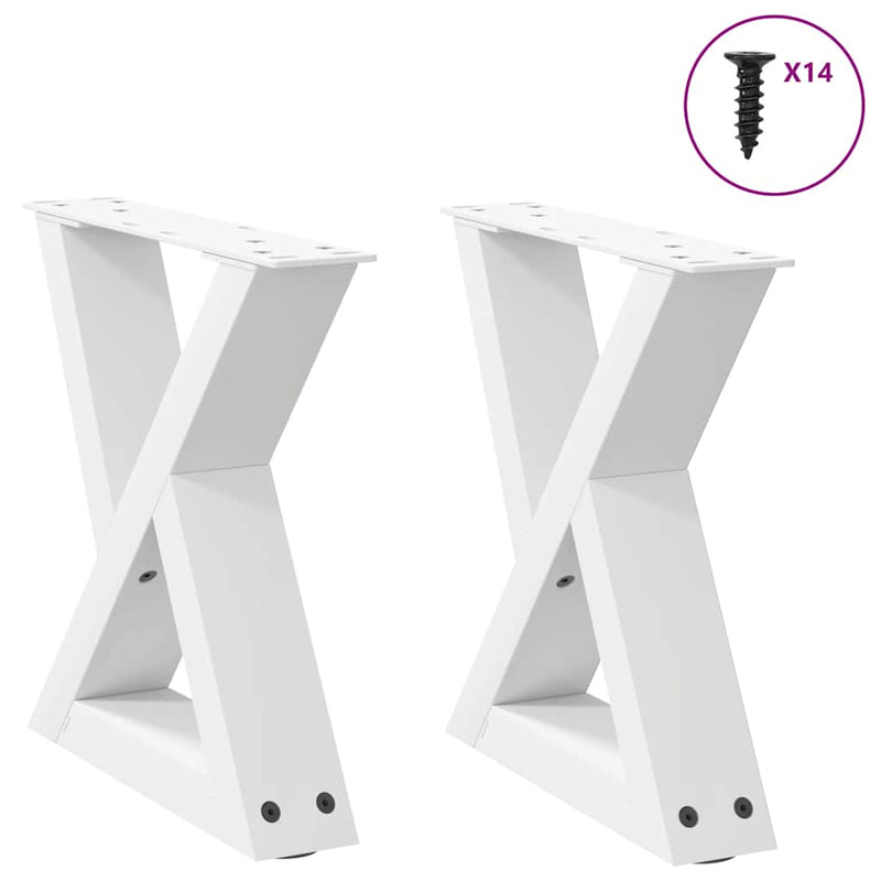 Picioare pentru măsuță de cafea, 2 buc., alb, 40x(30-31,3) cm, oțel