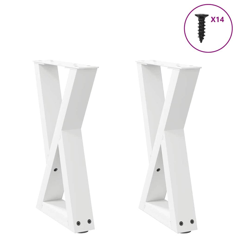Picioare pentru măsuță de cafea, 2 buc., alb, 28x (42-43,3) cm, oțel