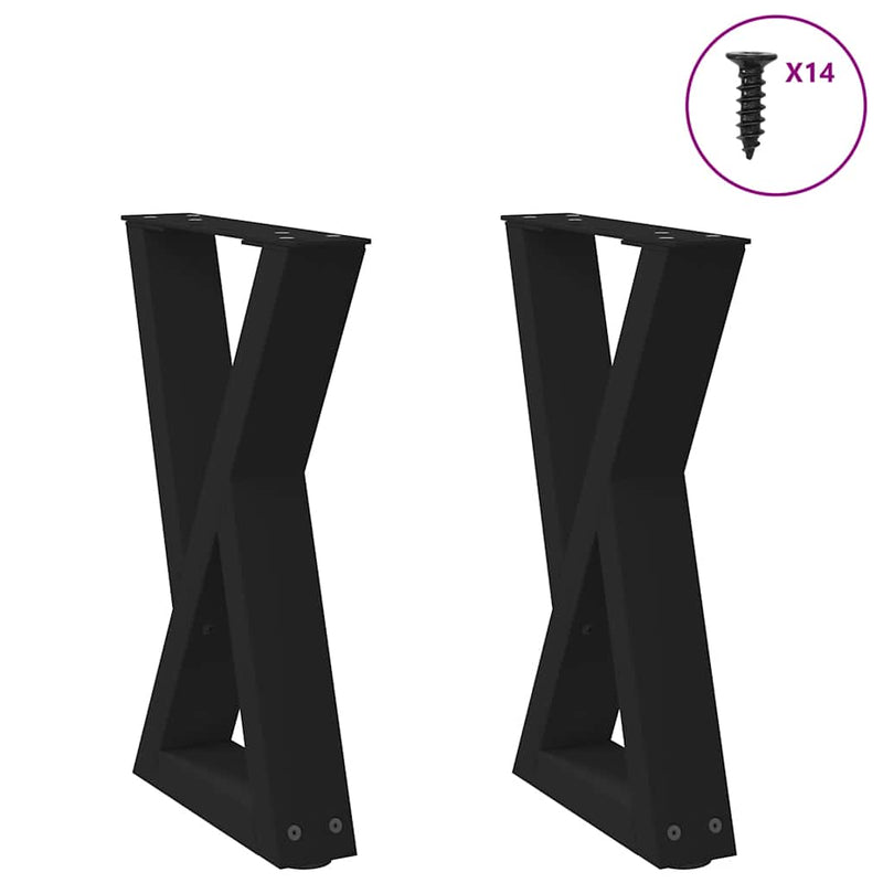 Picioare pentru măsuță de cafea, 2 buc., negru, 38x(42-43,3) cm, oțel