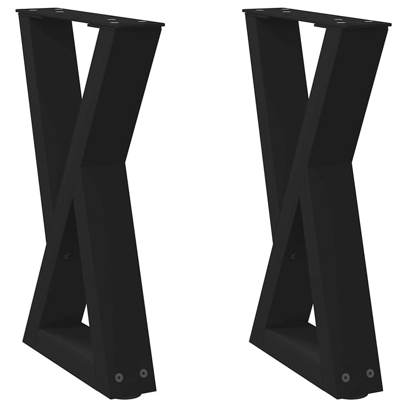 Picioare pentru măsuță de cafea, 2 buc., negru, 38x(42-43,3) cm, oțel