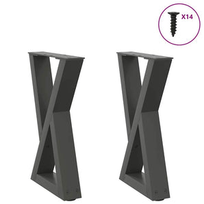 Picioare pentru măsuță de cafea, 2 buc., antracit, 38x(42-43,3) cm, oțel