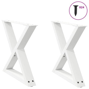 Picioare pentru măsuță de cafea, 2 buc., alb, 60 x (42-43,3) cm, oțel