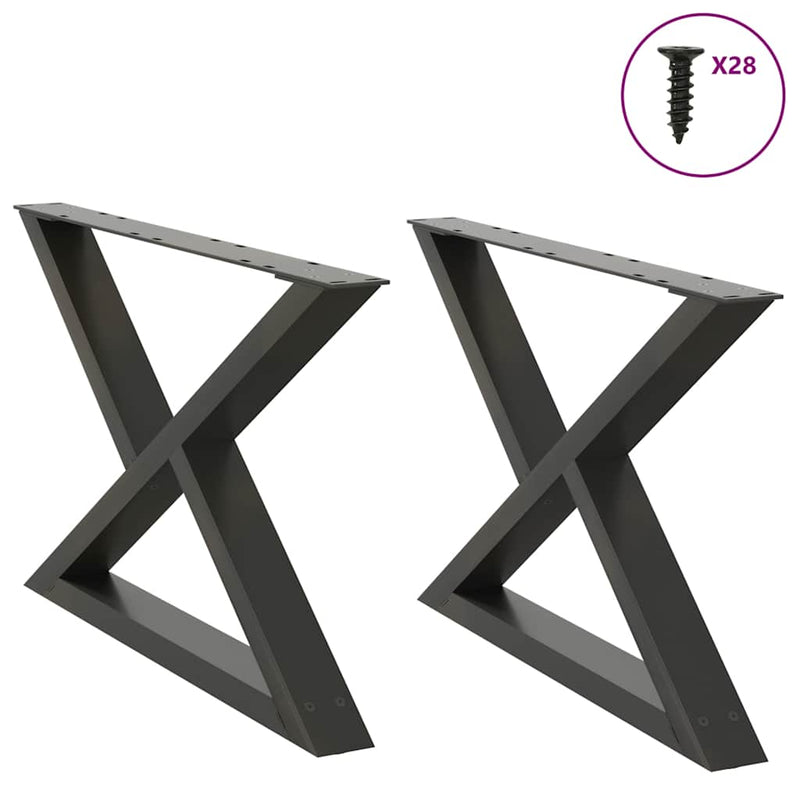 Picioare pentru măsuță de cafea, 2 buc., antracit, 70x(42-43,3) cm, oțel