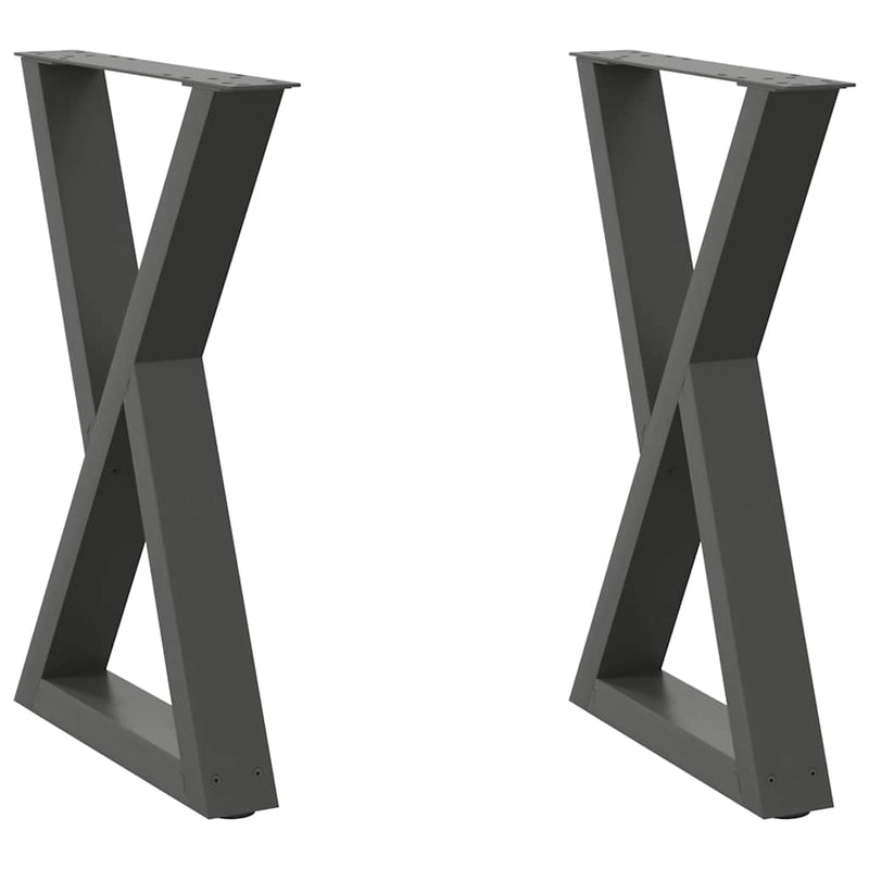 Picioare masă de sufragerie, 2 buc., antracit, 60x(72-73,3) cm, oțel