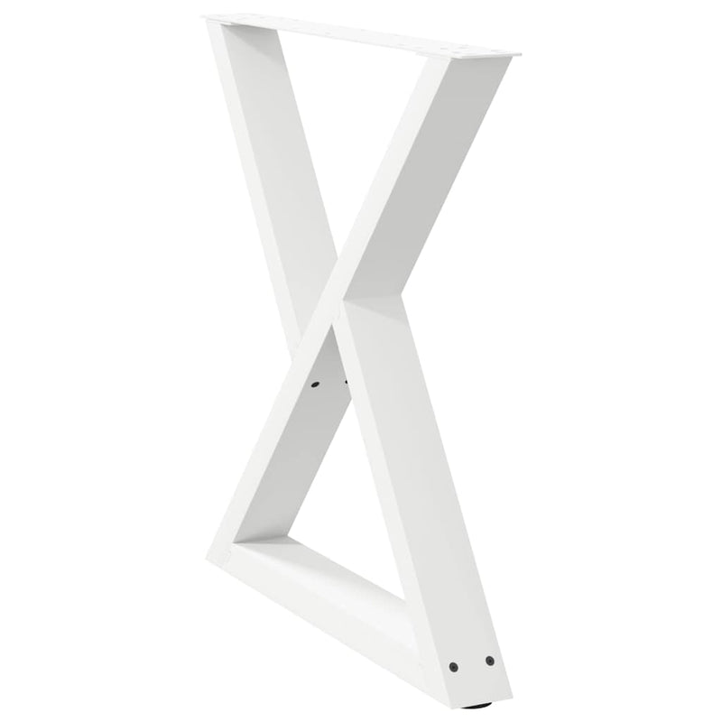 Picioare masă de sufragerie, 2 buc., alb, 70x(72-73,3) cm, oțel