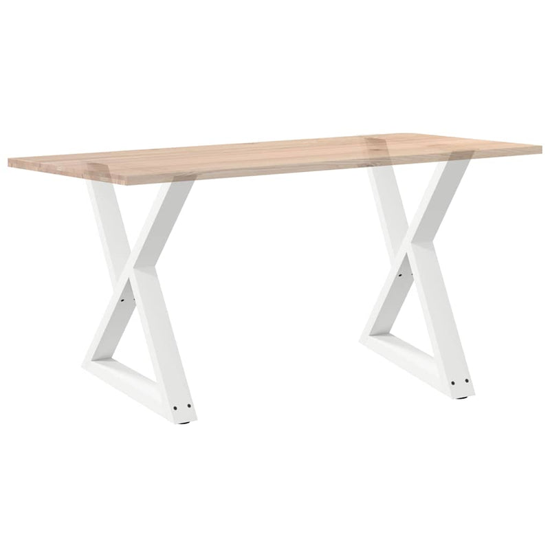 Picioare masă de sufragerie, 2 buc., alb, 70x(72-73,3) cm, oțel