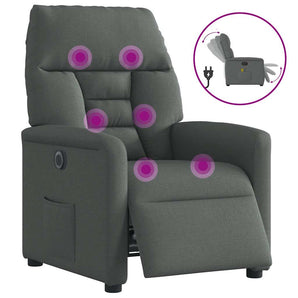Fotoliu electric de masaj rabatabil, gri închis, textil