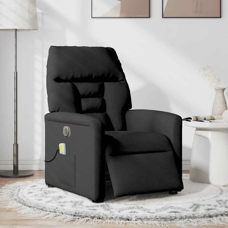 Fotoliu electric de masaj rabatabil, negru, textil