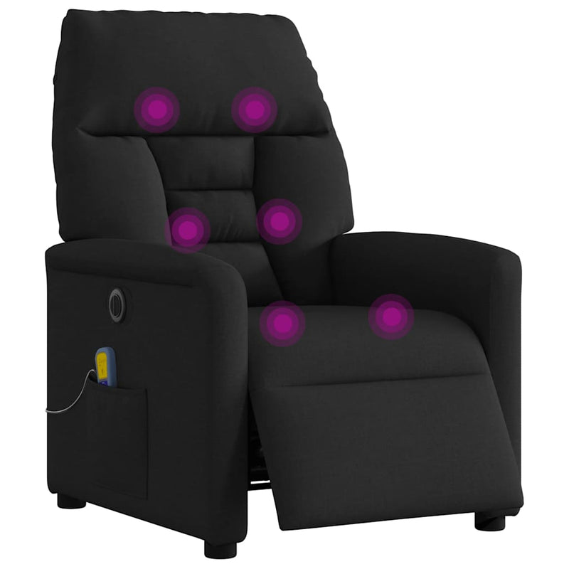 Fotoliu electric de masaj rabatabil, negru, textil