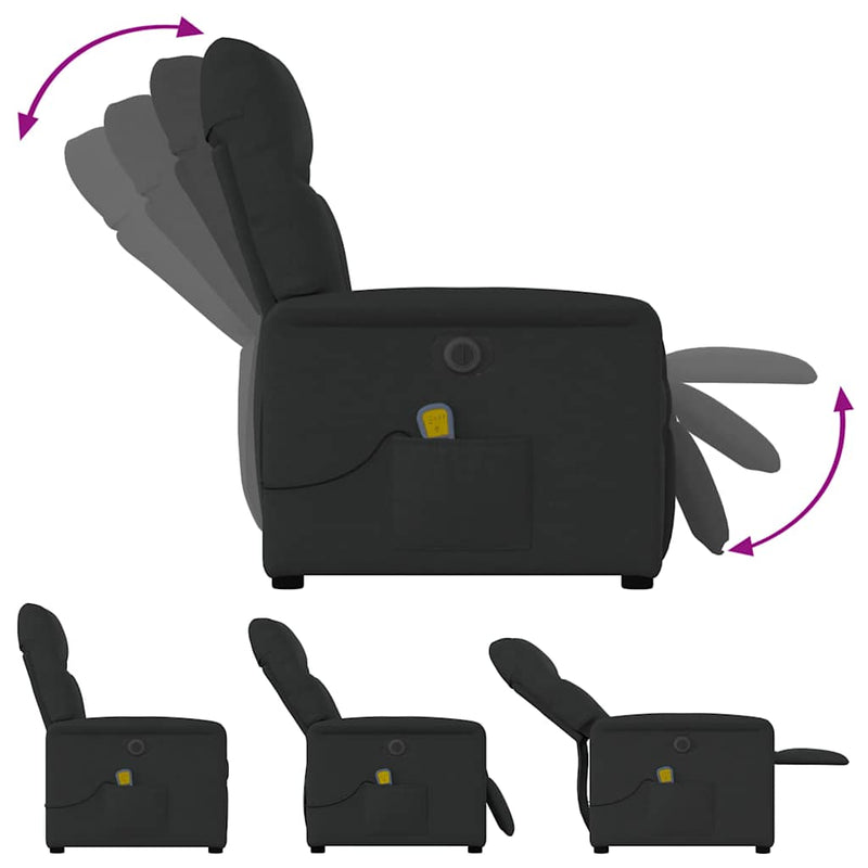 Fotoliu electric de masaj rabatabil, negru, textil