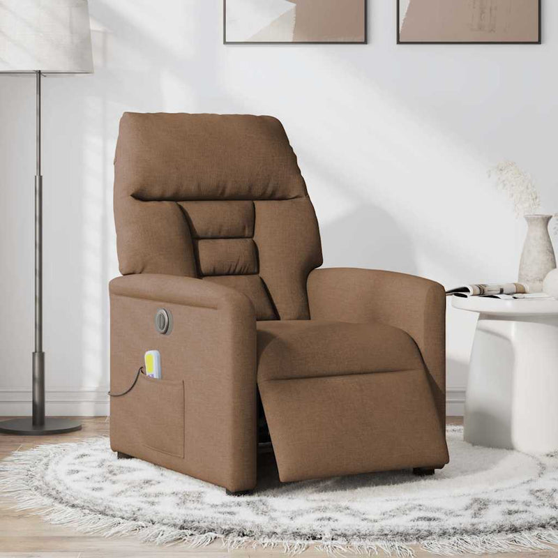 Fotoliu electric de masaj rabatabil, maro, textil