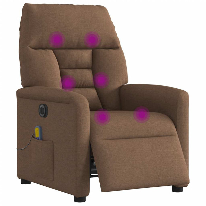 Fotoliu electric de masaj rabatabil, maro, textil