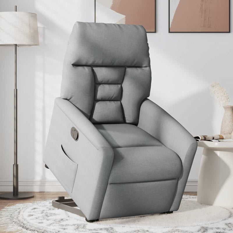 Fotoliu rabatabil cu ridicare, gri deschis, material textil