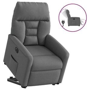 Fotoliu electric rabatabil cu ridicare, gri închis, textil