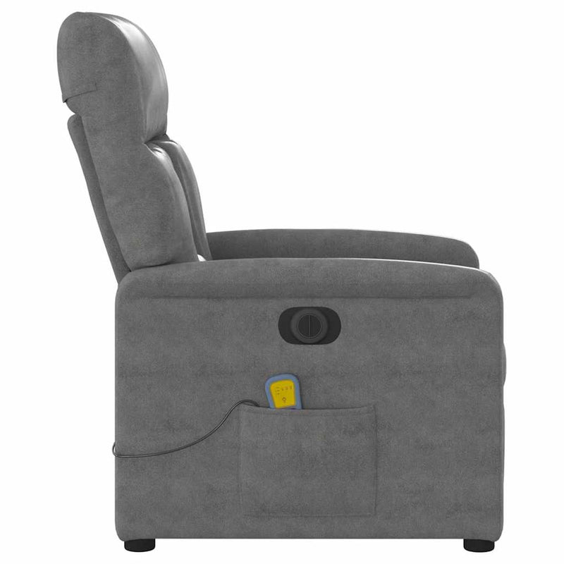 Fotoliu de masaj rabatabil electric, gri închis, microfibră