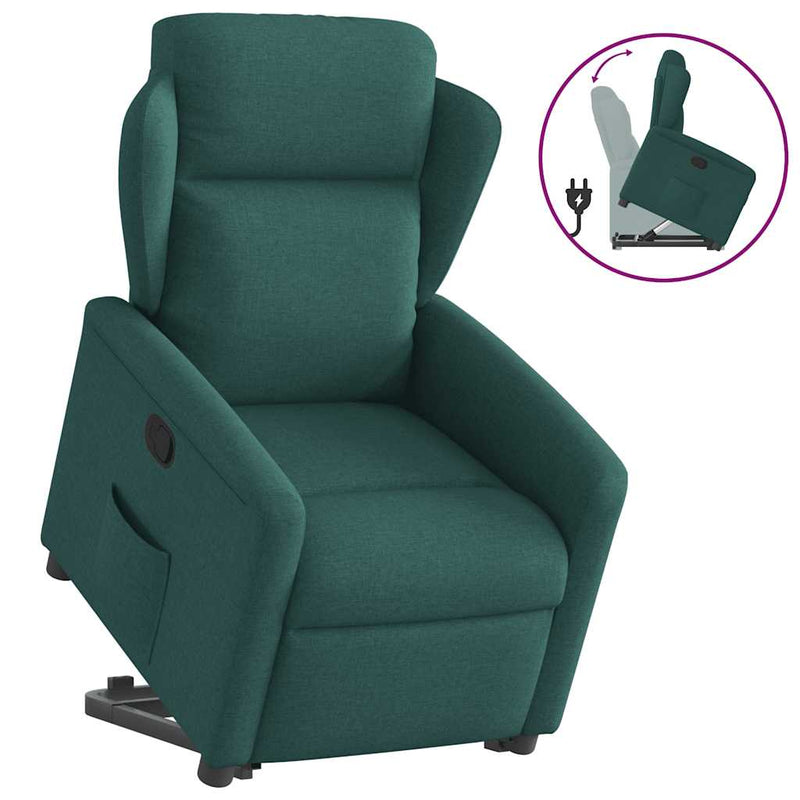 Fotoliu rabatabil ridicare pe verticală, verde închis, textil
