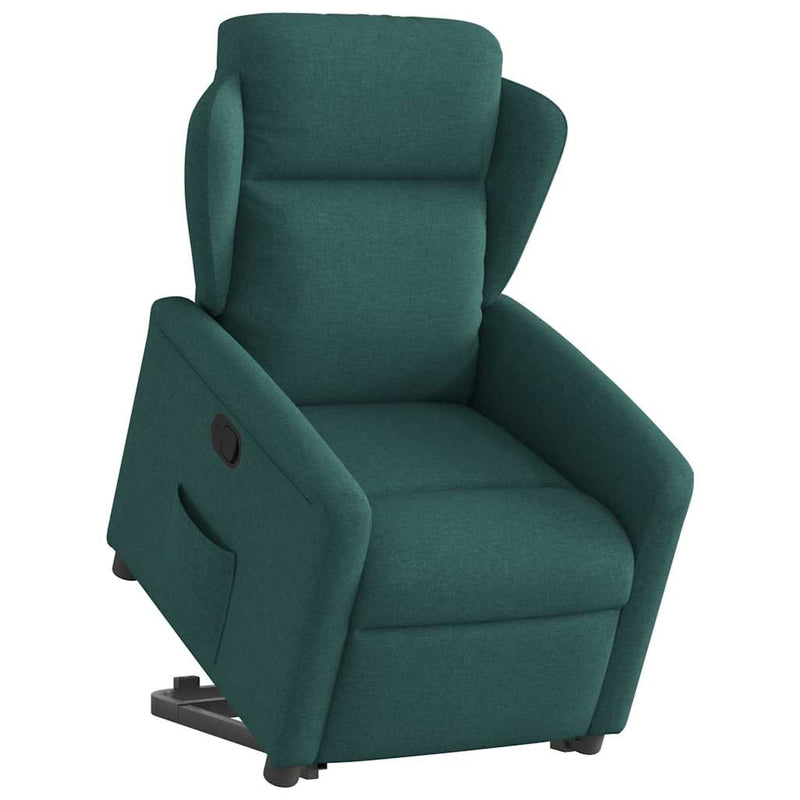 Fotoliu rabatabil ridicare pe verticală, verde închis, textil