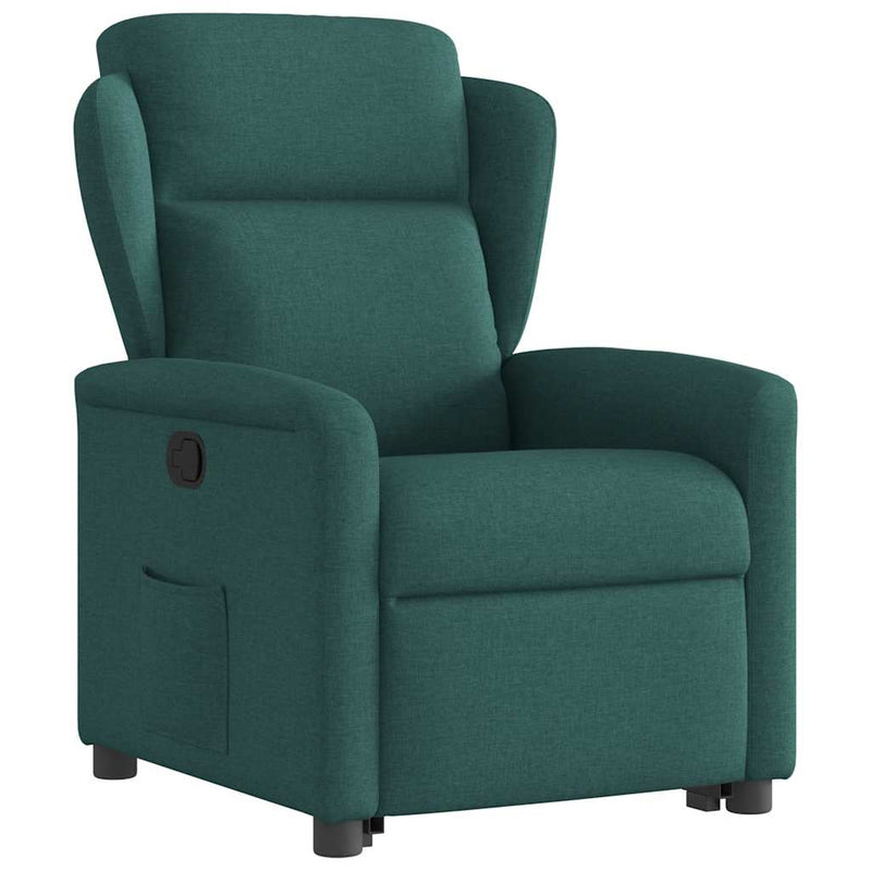 Fotoliu rabatabil ridicare pe verticală, verde închis, textil