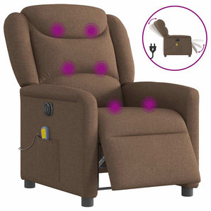 Fotoliu electric de masaj rabatabil, maro, textil