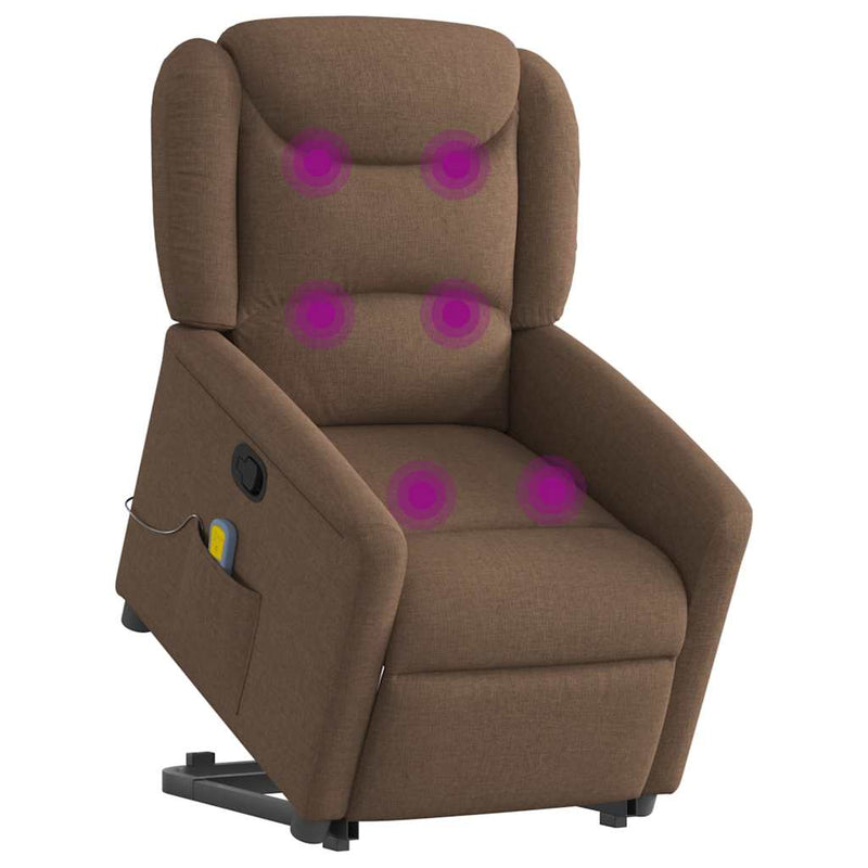 Fotoliu de masaj rabatabil cu ridicare, maro, textil