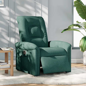 Fotoliu rabatabil electric, verde închis, material textil