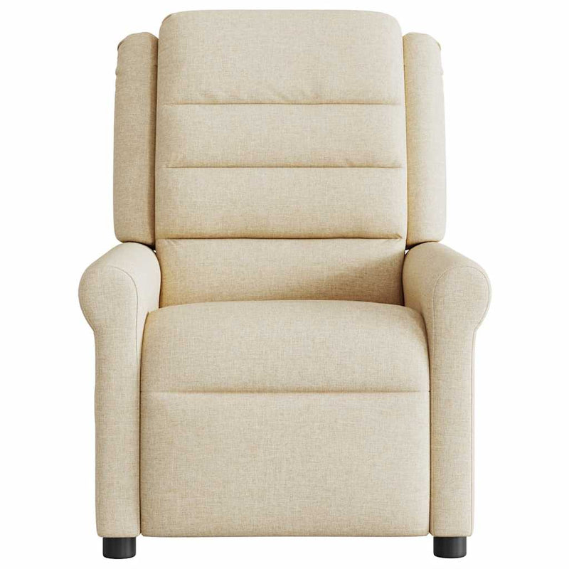 Fotoliu rabatabil electric, crem, material textil