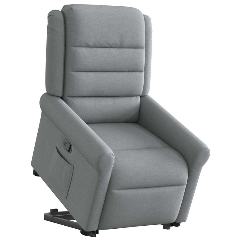 Fotoliu rabatabil cu ridicare, gri deschis, material textil