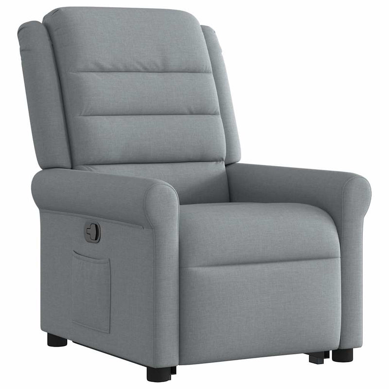 Fotoliu rabatabil cu ridicare, gri deschis, material textil