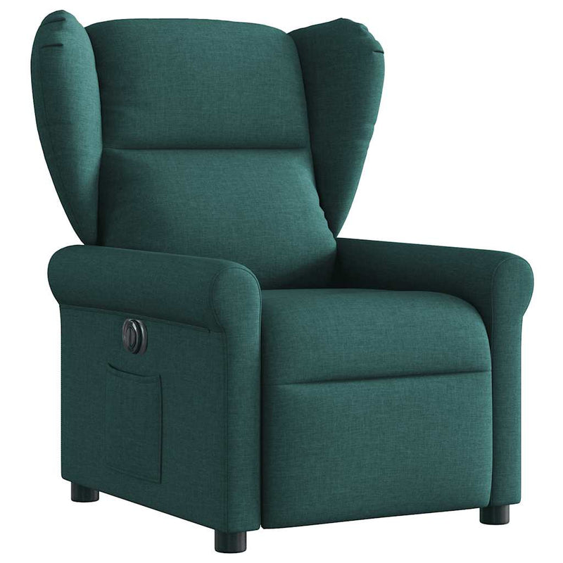 Fotoliu rabatabil electric, verde închis, material textil