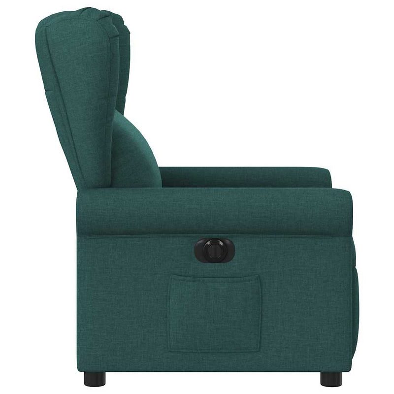 Fotoliu rabatabil electric, verde închis, material textil