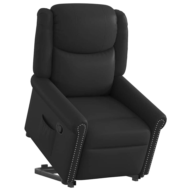 Scaun rabatabil vertical din piele artificială neagră lucioasă