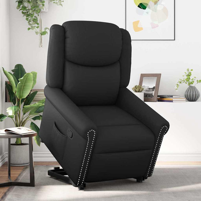 Scaun rabatabil vertical din piele artificială neagră lucioasă