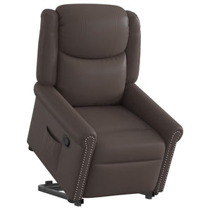 Scaun extensibil în picioare piele artificială maro strălucitor