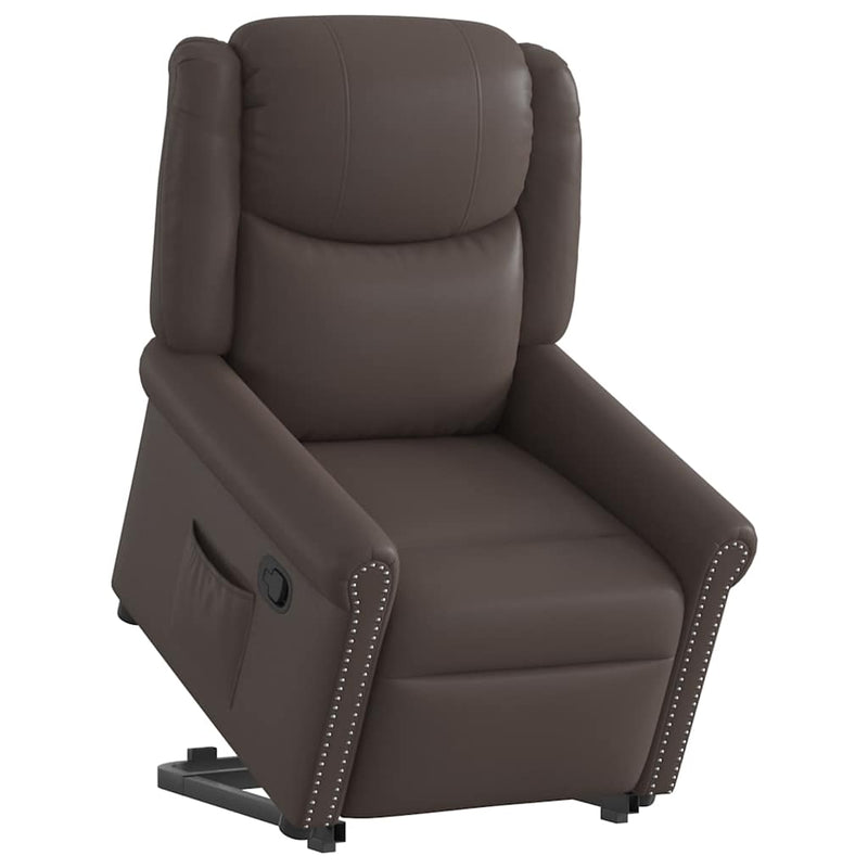 Scaun extensibil în picioare piele artificială maro strălucitor