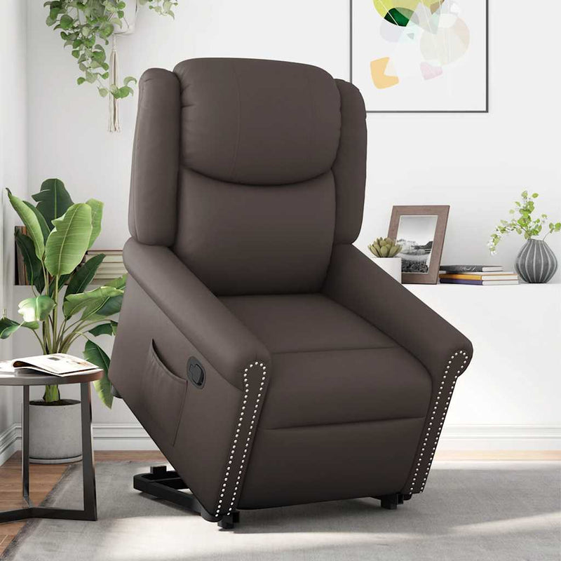 Scaun extensibil în picioare piele artificială maro strălucitor