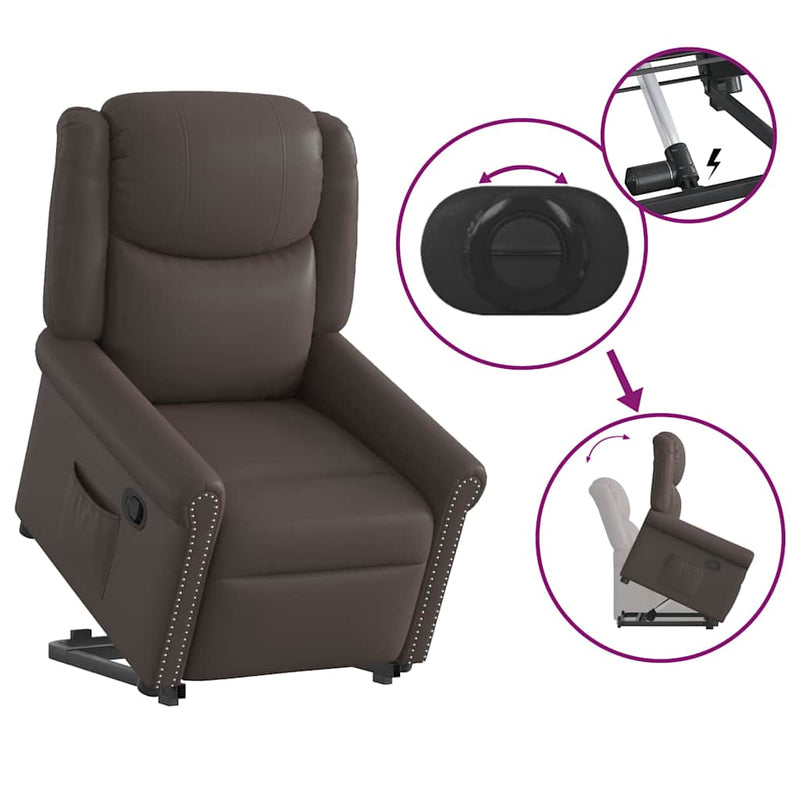Scaun extensibil în picioare piele artificială maro strălucitor