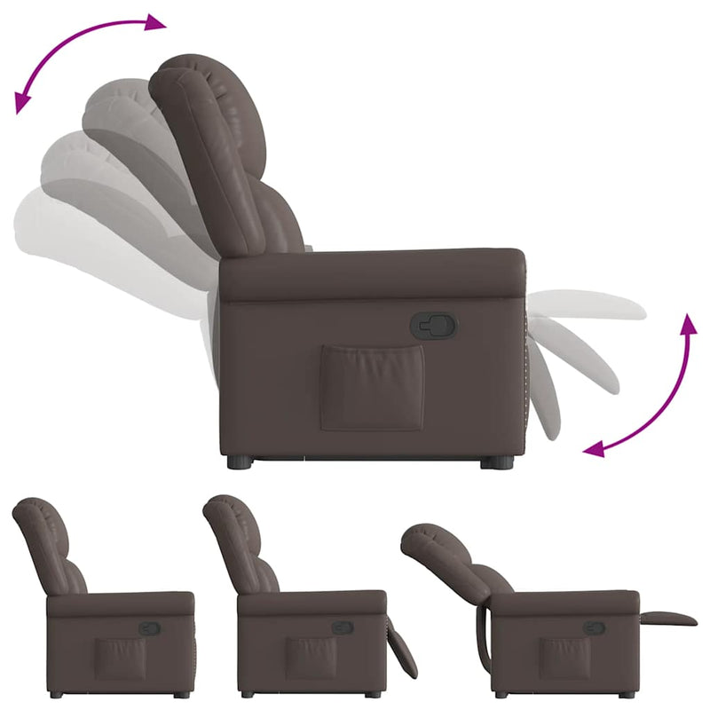 Scaun extensibil în picioare piele artificială maro strălucitor