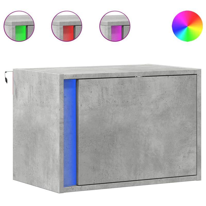 Noptiere montate pe perete cu lumini LED, 2 buc., gri beton