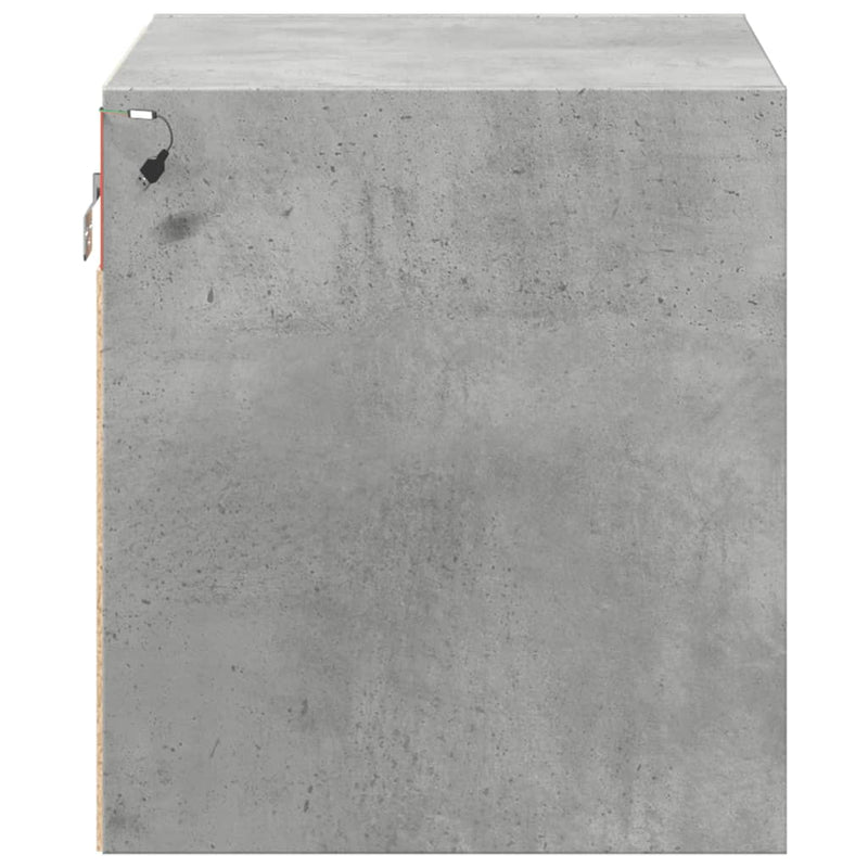 Noptiere montate pe perete cu lumini LED, 2 buc., gri beton