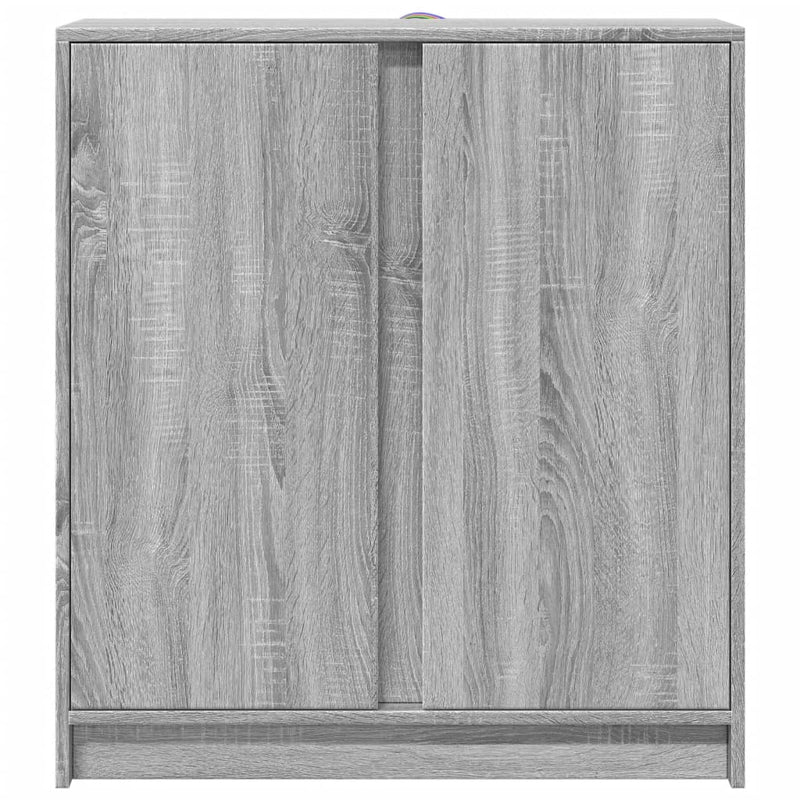 Dulap cu LED, gri sonoma, 77x34x85 cm, lemn prelucrat