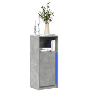 Dulap cu LED, gri beton, 42,5x34x100 cm, lemn prelucrat