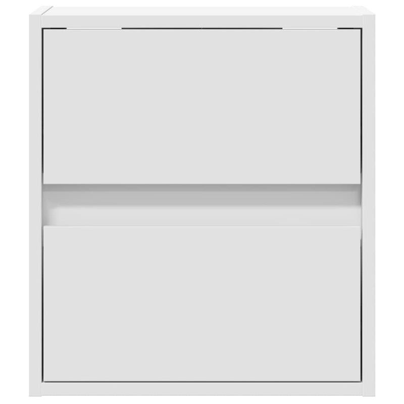 Comode TV de perete cu lumini LED, 2 buc., alb, 41x31x45 cm