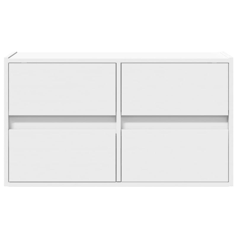 Comodă TV de perete cu lumini LED, alb, 80x31x45 cm