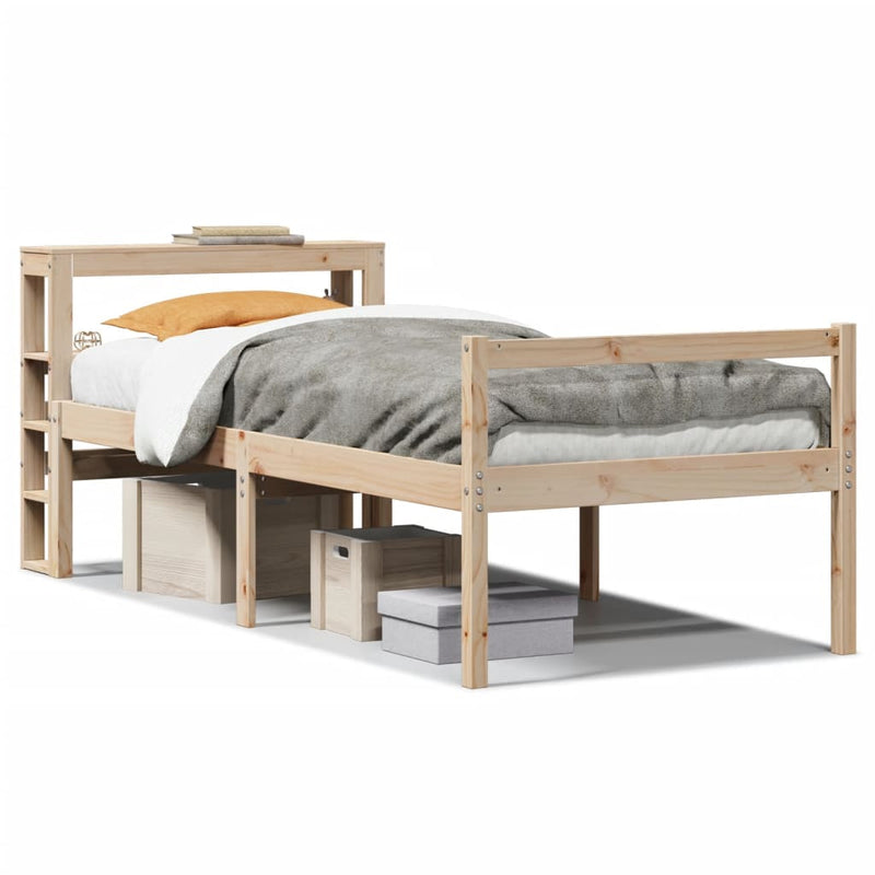 Cadru de pat senior cu tăblie, 75x190 cm, lemn masiv de pin
