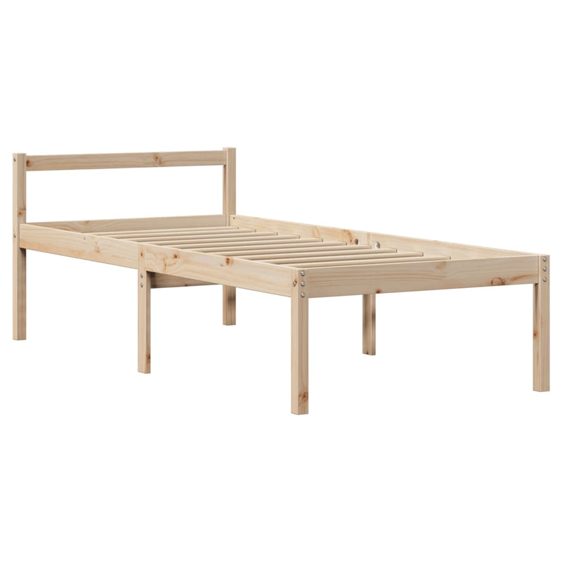 Cadru de pat senior cu tăblie, 75x190 cm, lemn masiv de pin